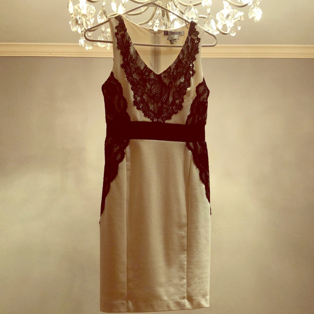 Jennifer Lopez White and Black Lace Dress